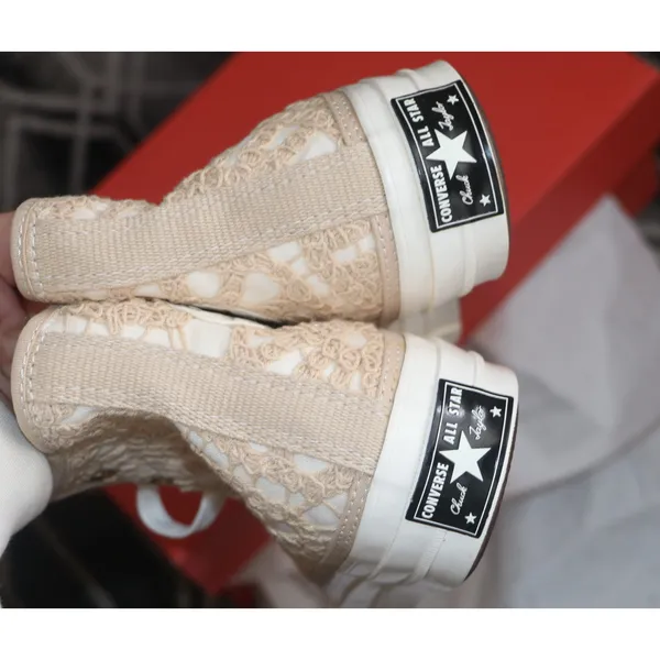 Converse Crochet Off-White & Beige Chuck 70 Hi Sneakers - Image 13