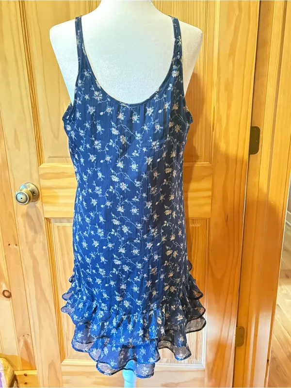 Abercrombie & Fitch floral drop-waist mini dress blue floral women’s M vintage - Image 2