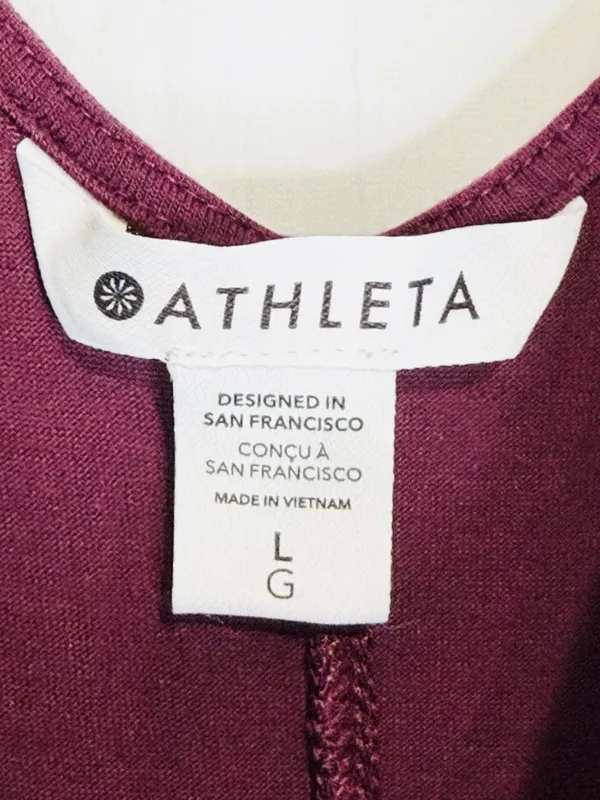 Athleta Nighttime Bliss V-Neck Romper Wide Leg Jumpsuit Deep Burgundy Sz L - Image 7