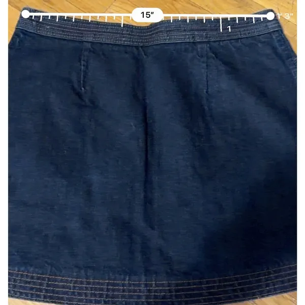 Abercrombie & Fitch Denim Mini Skirt Size 6 Dark Wash Zip Front Cotton Jean Y2K - Image 3
