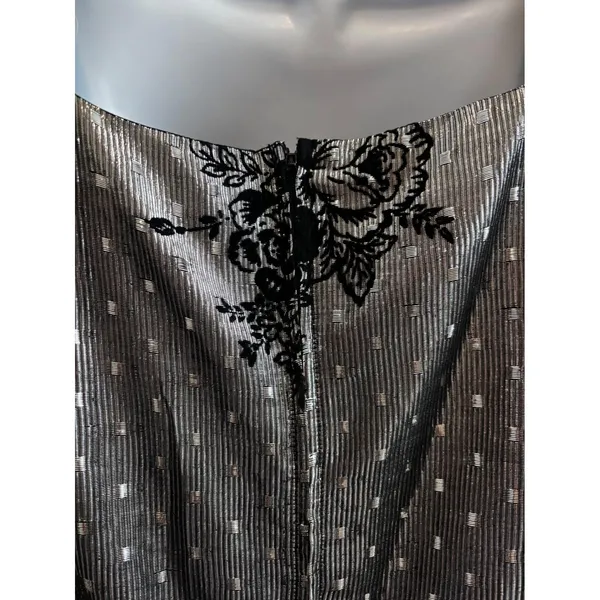 Vintage 80s Prom Lizzy & Johnny Dress Silver Black Metallic Velvet Whimsigoth - Image 12
