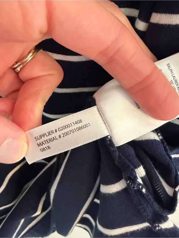 Lauren Ralph Lauren Navy White Striped Bell‎ Sleeve Boat Neck Top M - Image 5
