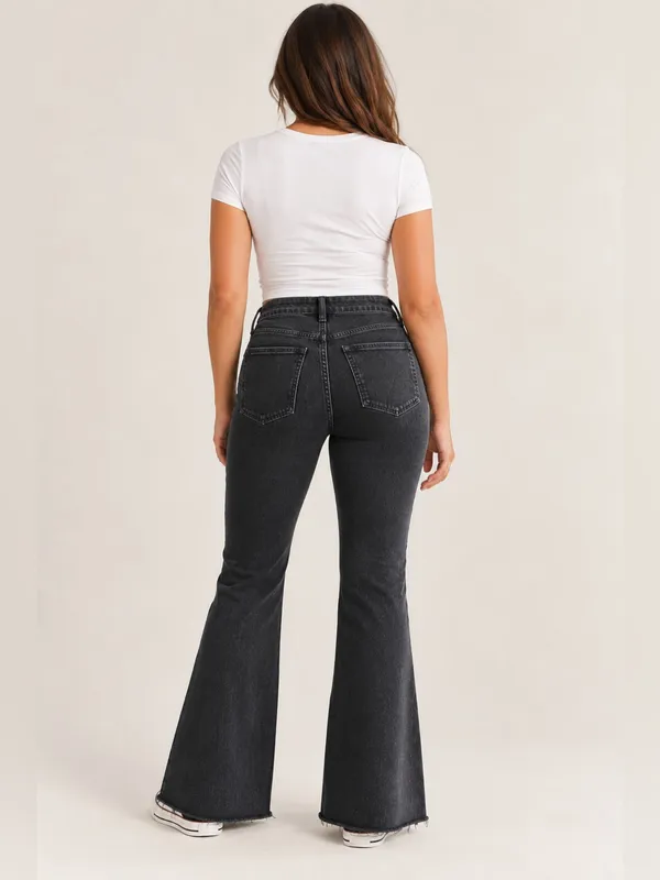 NWT Abercrombie & Fitch Curve Love HR Vintage Flare Jeans – Black Pintuck 30/10R - Image 4