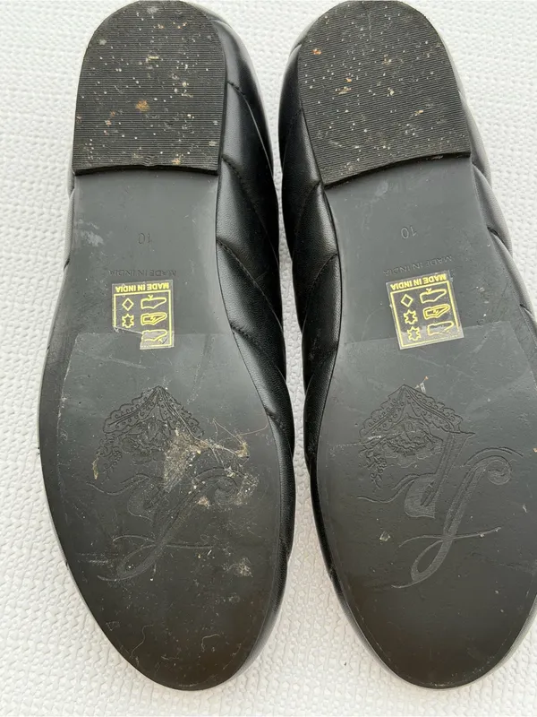 Free People Leather Slip On Ballet Flats Black Women’s Size 10 Round Toe - Image 6