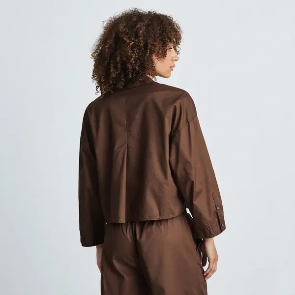 Everlane The Woven Boxy Chocolate PJ Everyday Casual Top Silky Cotton NWT M - Image 7
