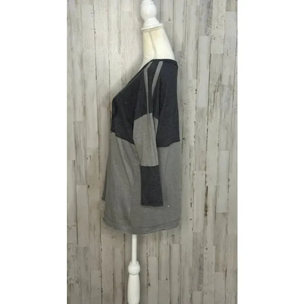 We The Free Women's Gray‎ Colorblock 3/4 Sleeve Blouse Size Small Casual - Image 4