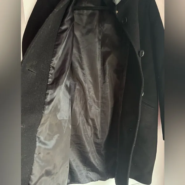 Lauren Ralph Lauren Wool Blend Black Coat Buckle Neck Button Front Size 6 - Image 8