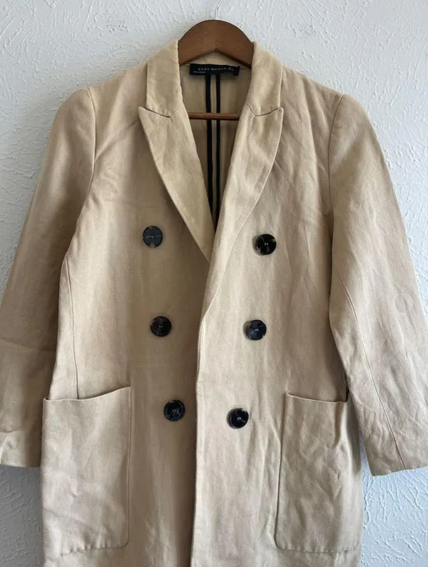 ZARA Women Double Breasted Coat Size M - Image 11