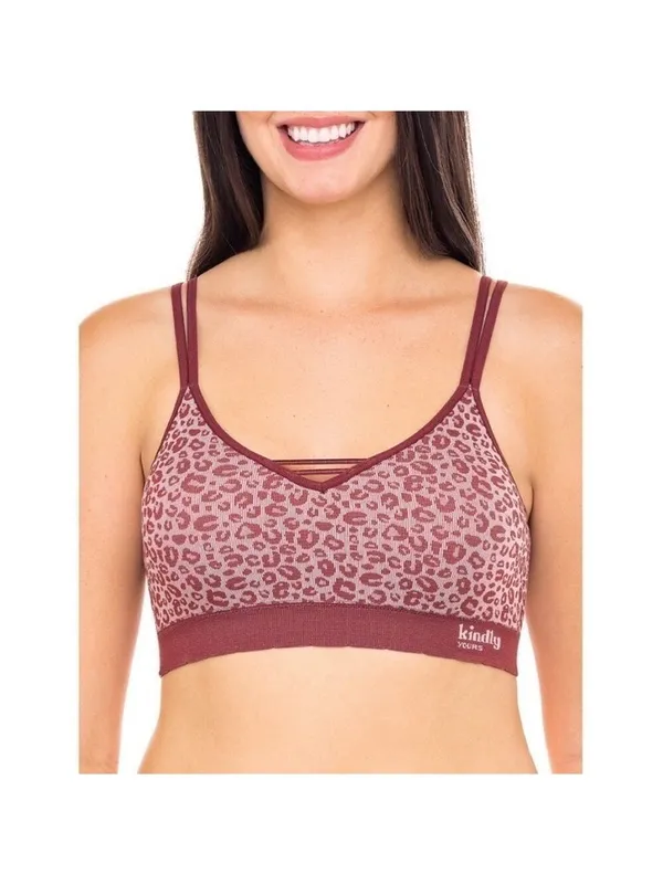 Kindly Yours caged v-neck seamless leopard print bralette size XXL - Image 3