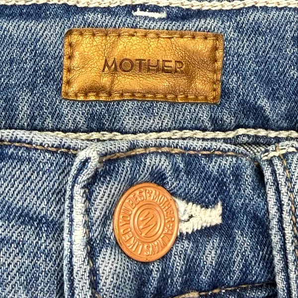 MOTHER The Hustler Ankle Fray Jeans Blue High Rise Bootcut Flare Size 23 - Image 6