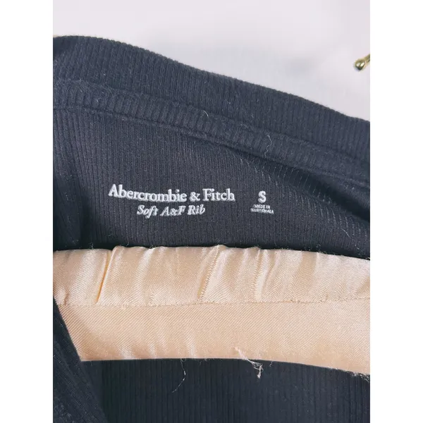 Abercrombie & Fitch Ribbed Polo Long Sleeve Bodysuit Size S Black Preppy Capsule - Image 4