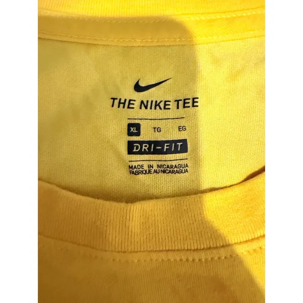 Nike Dri-FIT T-Shirt Womens XL Yellow Purple Logo Graphic Athletic Tee - Image 3