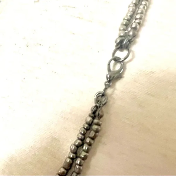 Long double strand grey and clear beaded statement necklace - Image 7