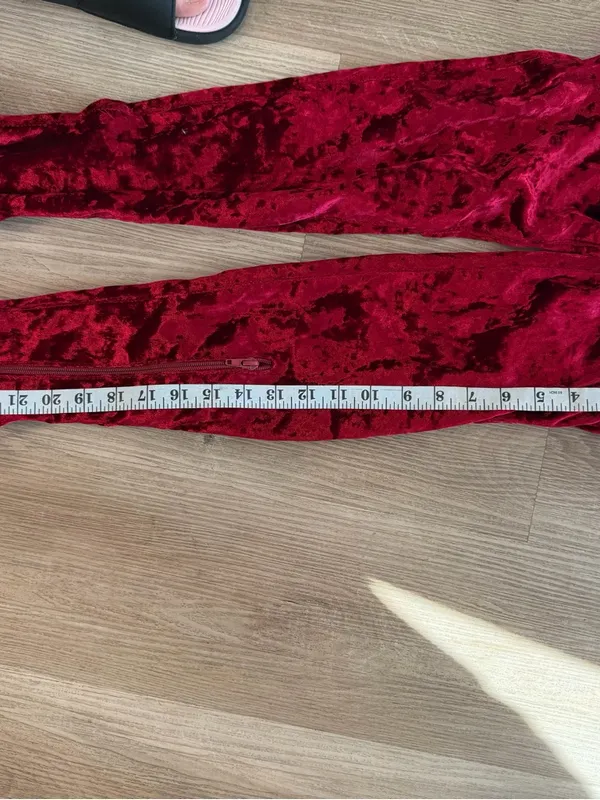 Red Velvet Over-the-Knee‎ Peep-Toe Heels - Image 3