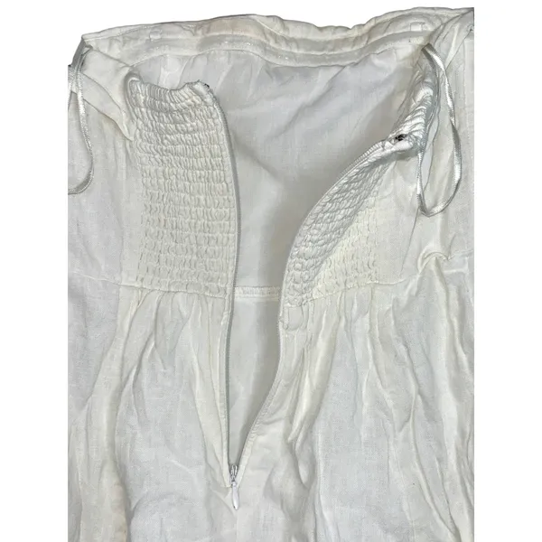 Abercrombie & Fitch White Linen Blend Smocked Strapless Mini Dress Women Size XS - Image 8