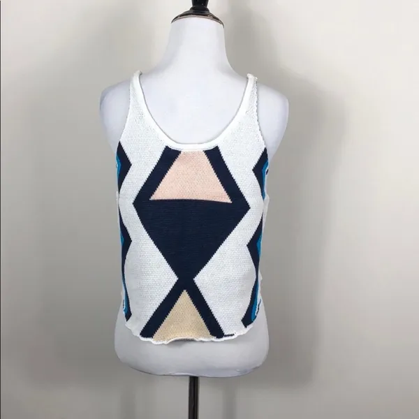 Somedays Lovin Tribal Knit Tank Top Scallop Hem Cotton Boho Size Small NWT - Image 6