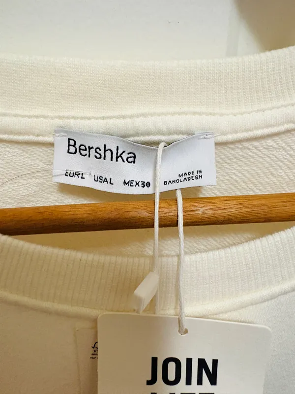 Bershka Yellow White Raglan Long Sleeve Crop Sweatshirt Drawstring Hem - Image 4
