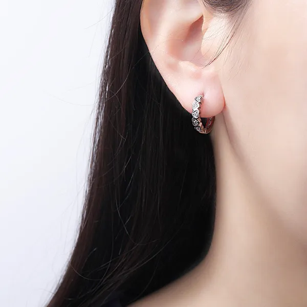 Small silver hoop earrings for women - Image 3