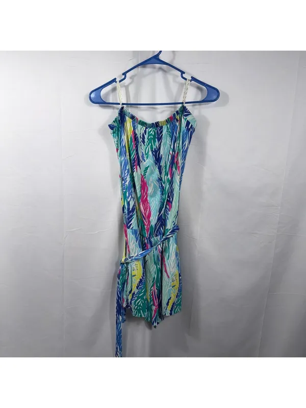 Lilly Pulitzer Multicolor Feather Print Sleeveless Romper Women’s Medium - Image 2