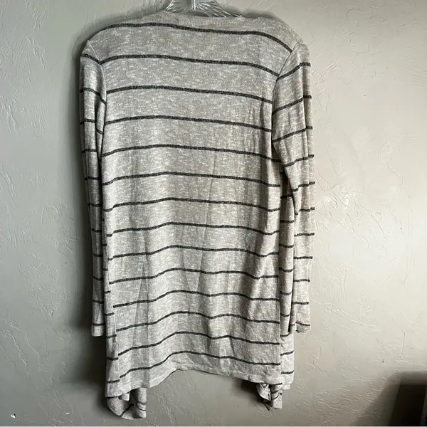 AEO Cream‎ Lightweight Striped Waterfall Open Front Cardigan - Image 5