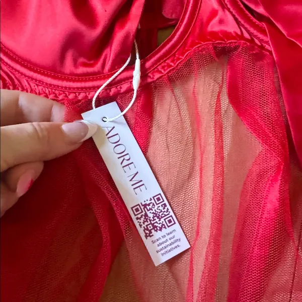 Adore Me Red Mesh Chemise with Satin Bow - Image 3