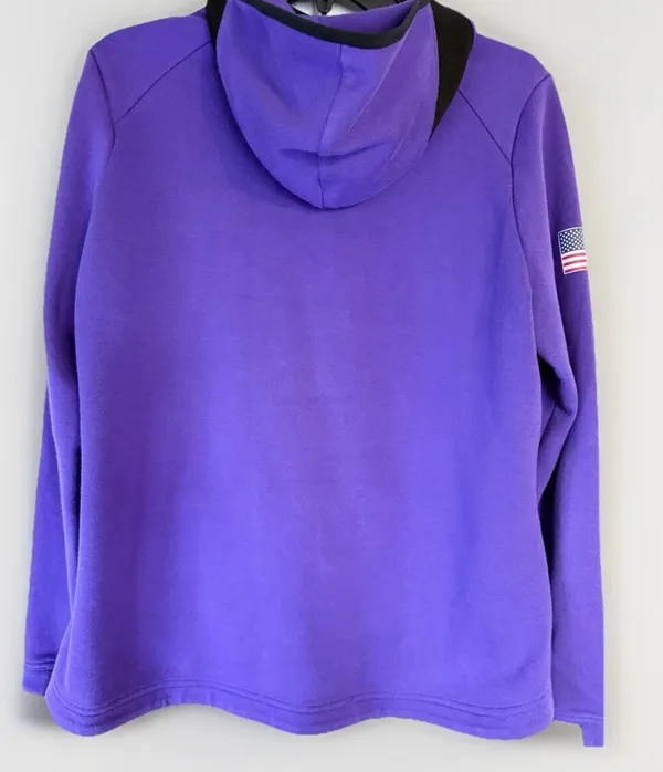 Nike Dri Fit Full Zip Hoodie Team USA Swoosh Logo Purple Small - Image 4