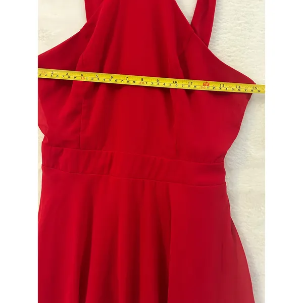Charlotte Russe Red‎ Halter Cross Back Skater Dress Medium Sleeveless Party Mini - Image 5