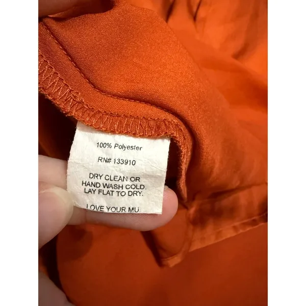 Show Me‎ Your Mumu Rome Twist Gown Burst Orange Satin V Neck Maxi Dress sz L - Image 8