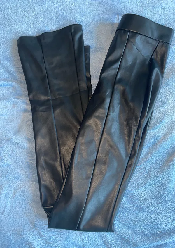 Leather ZARA Faux Pants Black High-Rise - Image 2
