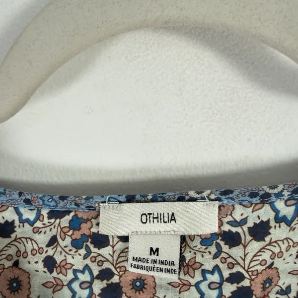 Othilia Anthro Laura Blue Floral Long Sleeve Peasant Blouse Boho Cottage Women M - Image 5