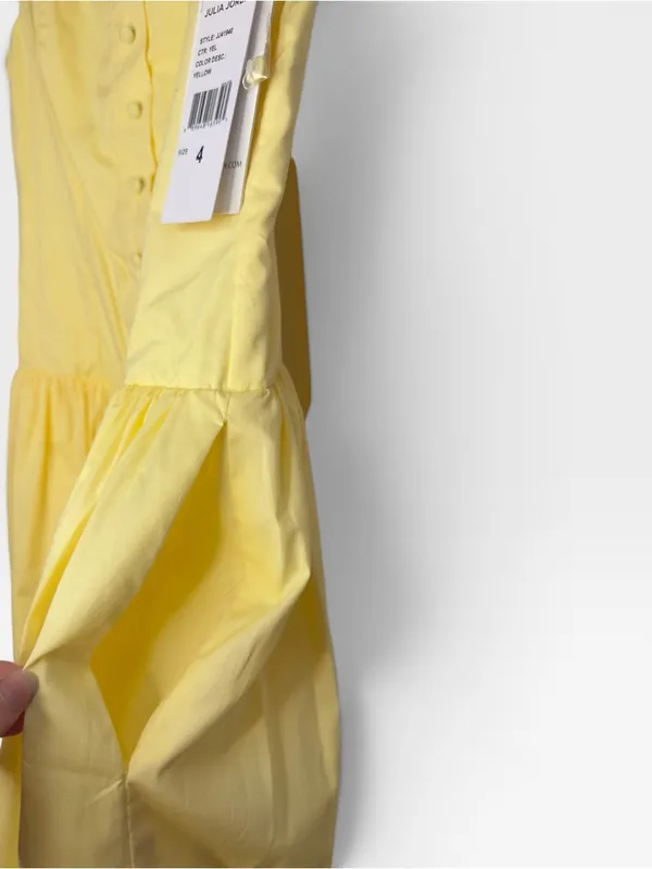 Julia Jordan Yellow Cotton Poplin Drop Waist Button Mini Dress Size 4 NWT - Image 9
