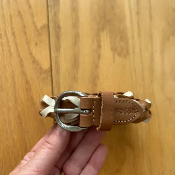 Fossil Women's Braided Leather belt Two Tone Brown Size‎ Small - Image 10