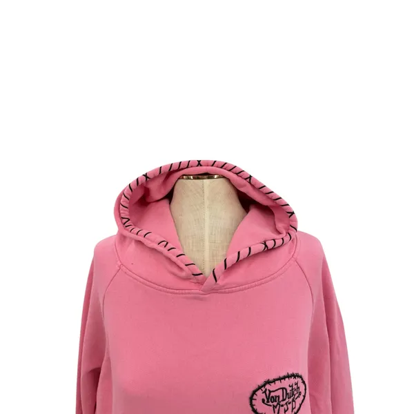 Von Dutch MJB Pink Hoodie Embroidered Logo Patch Y2K Streetwear Size Medium‎ - Image 2