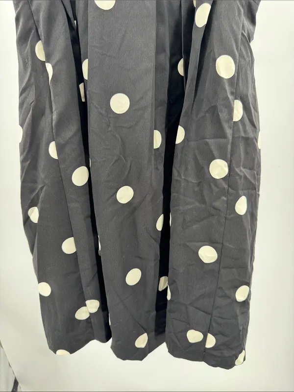 Forever 21 Black polka dot babydoll Mini Dress M bow Y2K party hoco pleated - Image 4