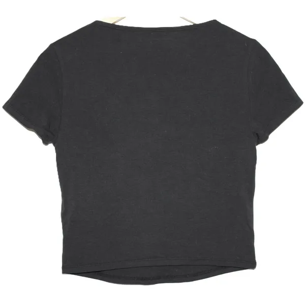Womens Abercrombie & Fitch Black Cotton Basic Cropped Tee T-shirt Size Medium - Image 2