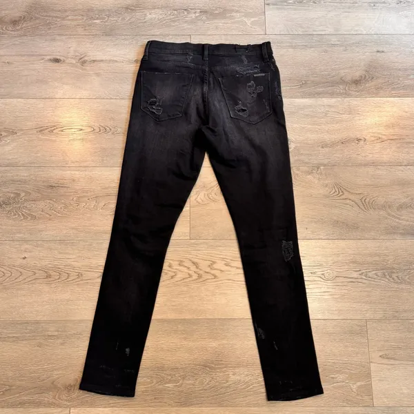 Hudson Jeans Nico Midrise Skinny Jeans‎ Size 27 Black Distressed Ripped Patched - Image 2