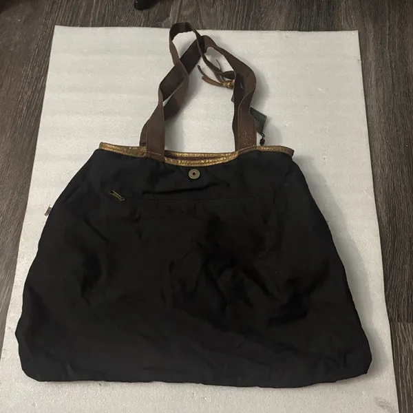 Brown/Gold Metallic Cloth Shoulder Bag Boho Fall Fairycore Grandma Minimalist - Image 8