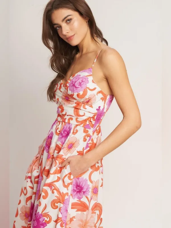 Flying Tomato VACAY BLOOM WOVEN MIDI DRESS Medium - Image 3
