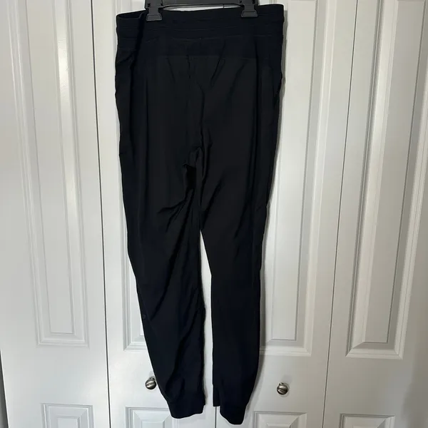 CRZ YOGA Joggers Pants Womens L 12 Black Dance Studio Striped Ruched Pockets 30" - Image 3