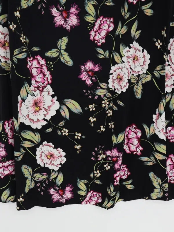 Yumi Kim Floral Dress XL Black Pink Multicolor Short Sleeve Stretch Mini Stretch - Image 7