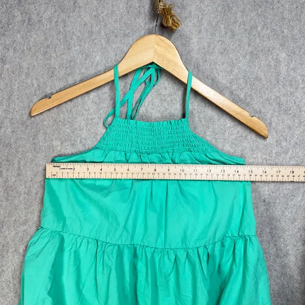 American Eagle Green‎ Tiered Halter Mini Dress Smocked Babydoll Medium NEW Boho - Image 6