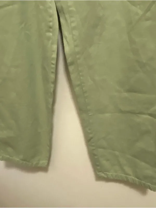 Zara Womens Pants S Small Olive Sage Green Paperbag Waist Light Denim Casual - Image 3