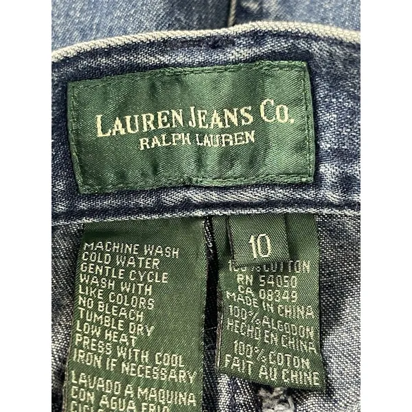 Lauren Jeans Co Ralph Lauren Denim Midi Skirt 10 Blue Frayed Hem Y2K Western - Image 6