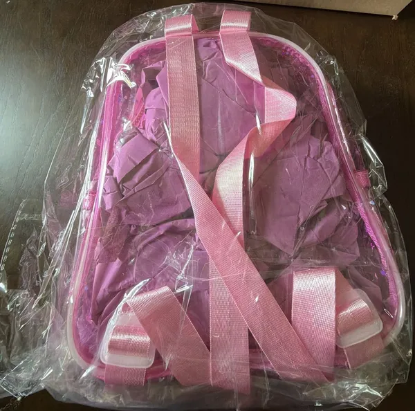 Disney Lilo & Stitch Clear Pink Glitter Backpack New - Image 4