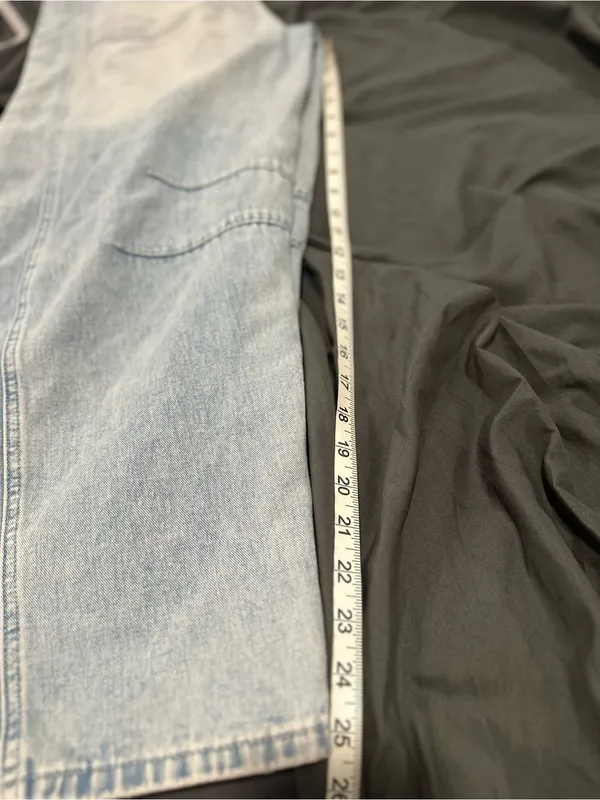 Light Wash Distressed Wide Leg Barrel Jeans Sz:M Indie Hipster Punk Grunge Y2K. - Image 4