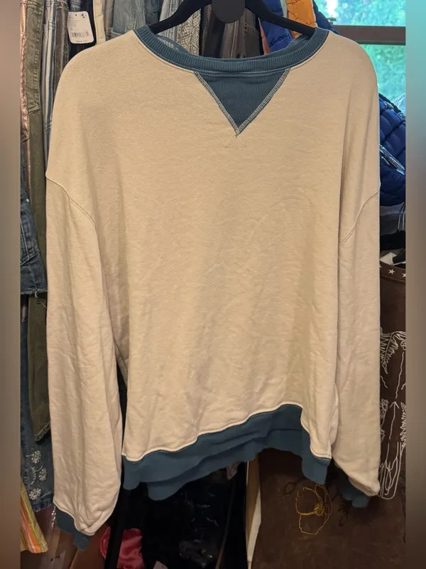 NWOT Free People We The Free Classic Crew Colorblock Sweatshirt - Tea Combo - XS - Image 7