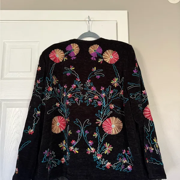 Julia Kim Floral Fully Embroidered Beautiful Blazer Jacket Vintage 90s - Image 10