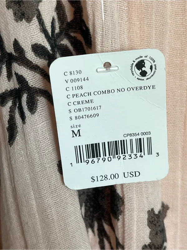 Free People Forgot Me Not Peach Combo Floral Open-Back Maxi Dress Boho Sz M - Image 11