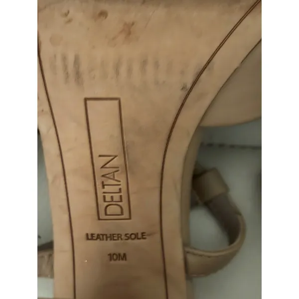 Deltan Tan Nude Pointed‎ Toe Multi Strap Block Heel Pumps Womens - Image 8