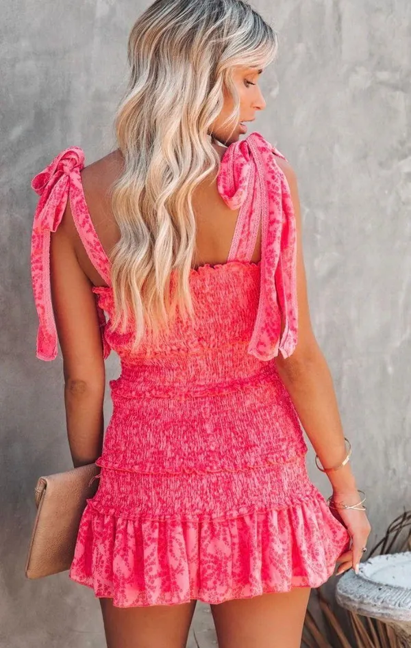 Vici Pink Floral Smocked Mini Dress - Image 3